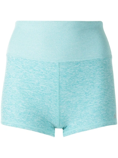 Shop Alo Yoga Alosoft Aura High-waist Shorts In 蓝色