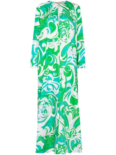 Shop Emilio Pucci Albizia-print Maxi Dress In 绿色