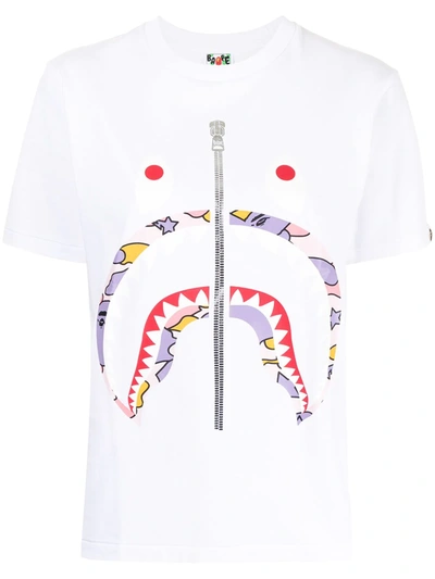 Shop A Bathing Ape Shark Camouflage Pattern T-shirt In 白色