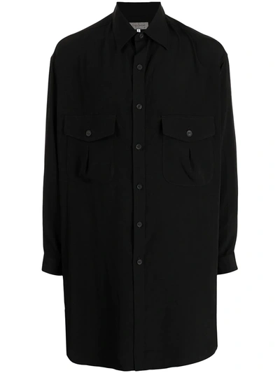 Shop Yohji Yamamoto Longline Button-up Shirt In Schwarz