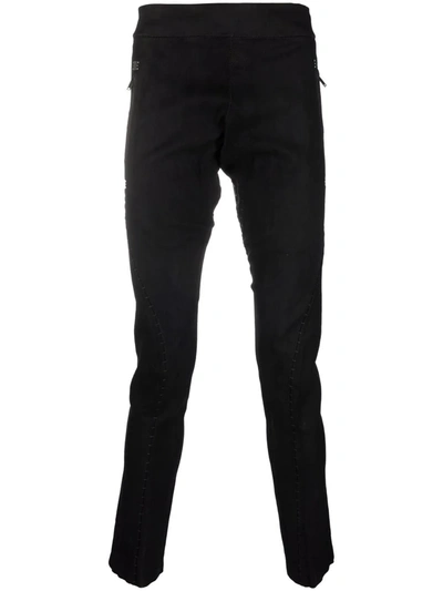 Shop Isaac Sellam Experience Slim-cut Lambskin Trousers In Schwarz
