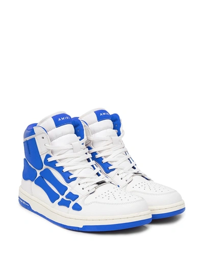 Shop Amiri Skeleton High Top B Ball Sneakers White And Blue