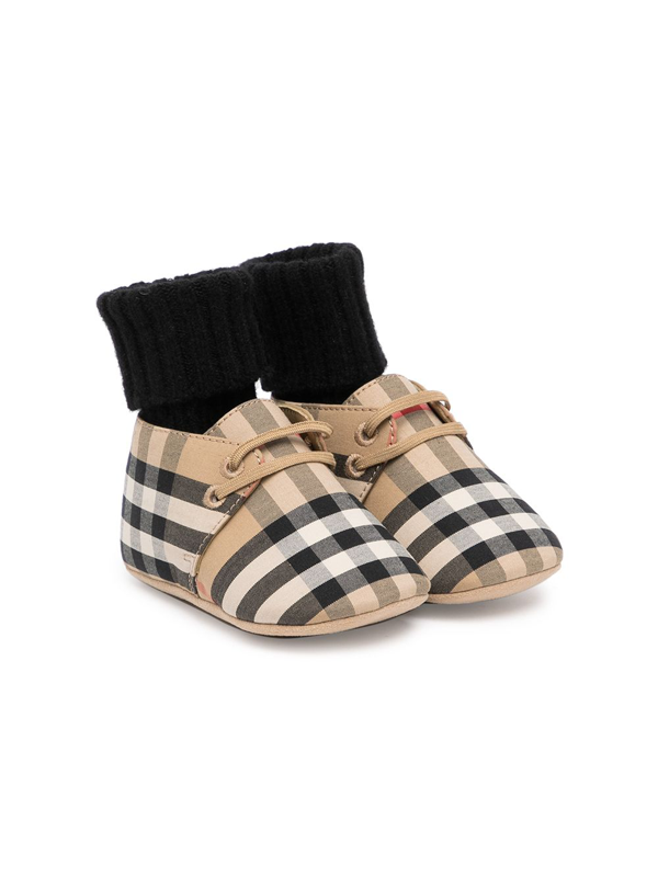 Burberry Baby Girl's Chalburyul Vintage Check Canvas Booties In Brown |