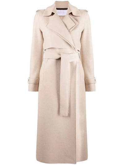 Shop Harris Wharf London Belted-waist Wool Trench Coat In Nude