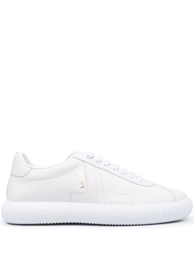 Shop Lanvin Logo-detail Lace-up Sneakers In Weiss