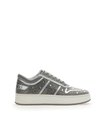Shop Jimmy Choo Sneakers In Silver Crystal