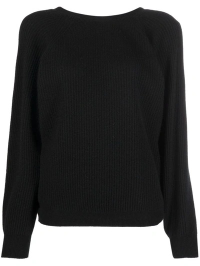 Shop Allude V-back Cashmere-knit Top In Black