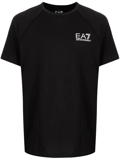 Shop Ea7 Logo Crew-neck T-shirt In Schwarz