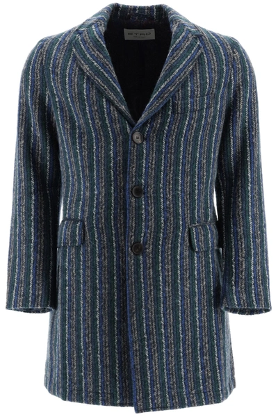 Shop Etro Striped Coat In Mixed Colours