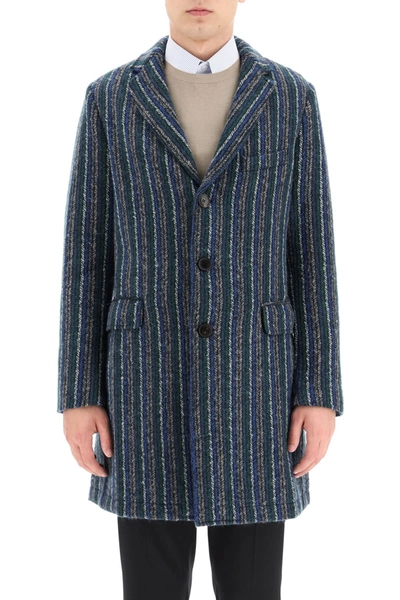 Shop Etro Striped Coat In Mixed Colours
