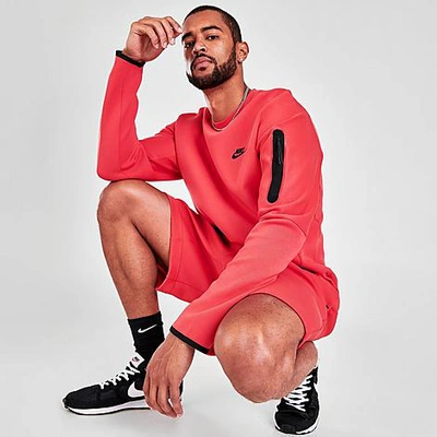 Shop Nike Men's Sportswear Tech Fleece Crewneck Sweatshirt In Lobster