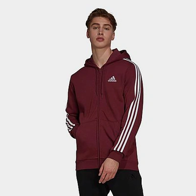 Adidas Originals Adidas Men's Essentials Fleece 3-stripes Full Zip Hoodie  In Victory Crimson/white | ModeSens