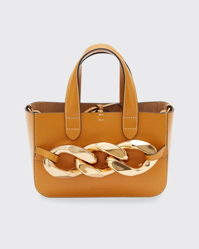 Shop Jw Anderson Mini Leather Chain Tote Bag In Pecan