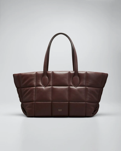 Shop Khaite Florence Quilted Leather Tote Bag In 528 Deep Red