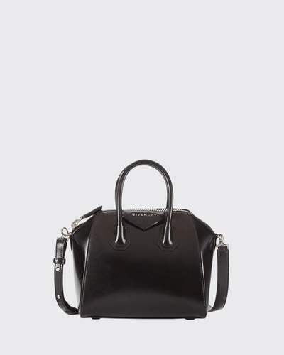 Shop Givenchy Antigona Mini Top Handle Bag In Box Leather In Black
