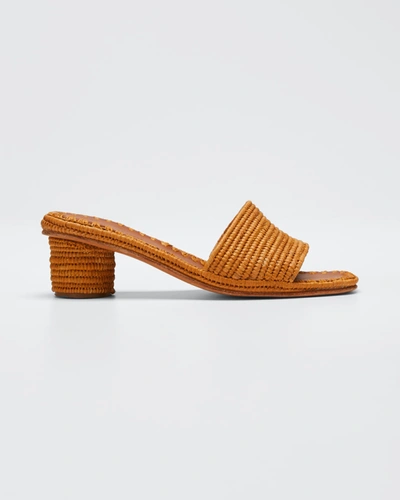 Shop Carrie Forbes Bou Woven Slide Sandals In Cognac