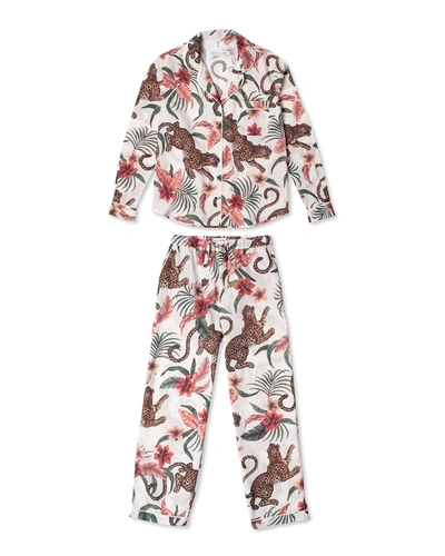 Shop Desmond & Dempsey Soleia Cotton Long Pajama Set In Creammulti