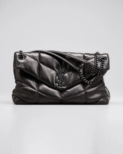 Shop Saint Laurent Lou Puffer Medium Ysl Shoulder Bag In Quilted Leather In Black