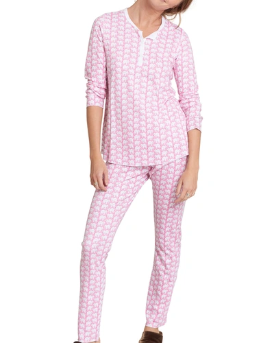 Shop Roller Rabbit Hathi Animal Print Pajama Set In Pink