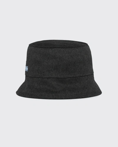 Shop Prada Reversible Bicolor Cashmere Bucket Hat In Black/blue