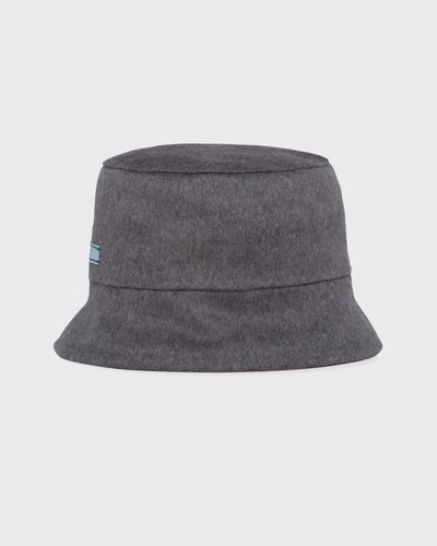 Shop Prada Reversible Bicolor Cashmere Bucket Hat In Gray