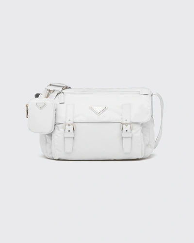 Shop Prada Single Pocket Re-nylon Shoulder Messenger Bag In Gray