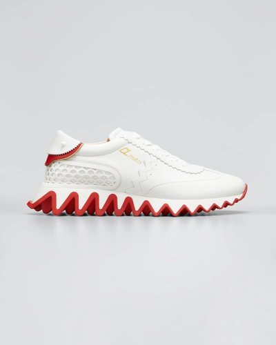 Shop Christian Louboutin Loubishark Donna Red Sole Runner Sneakers In Bianco