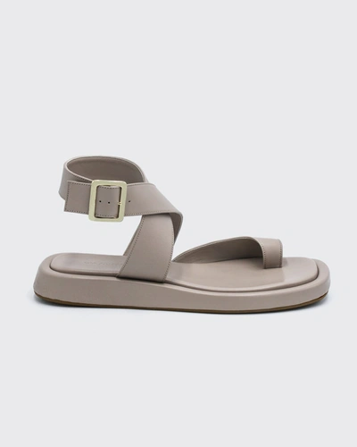Shop Gia/rhw Toe-ring Flat Sporty Sandals In Taupe