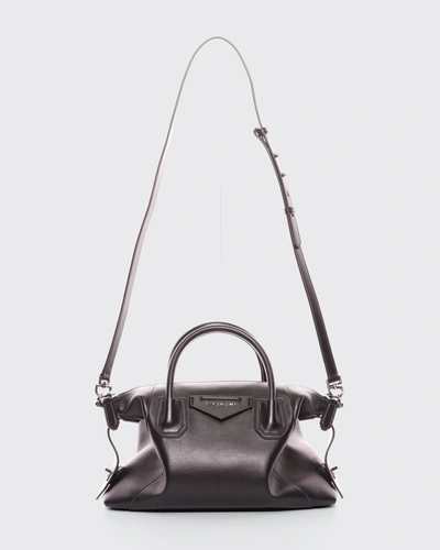 Shop Givenchy Small Antigona Soft Satchel Bag In Calfskin In Black