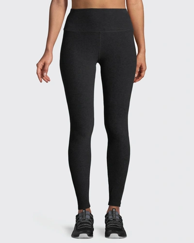 Shop Beyond Yoga Caught In The Midi High-waist Space-dye Leggings In Electric Pink Hea