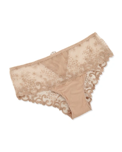 Shop Simone Perele Delice Floral-embroidered Boyshorts In Cranberry