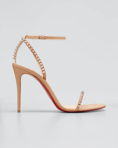 Shop Christian Louboutin So Me Spike Red Sole Sandals In Nude