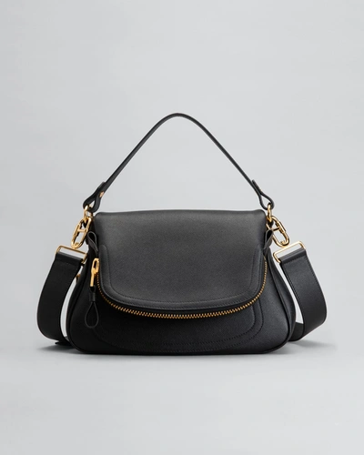 Shop Tom Ford Jennifer Medium Grained Leather Shoulder Bag In Chestnut