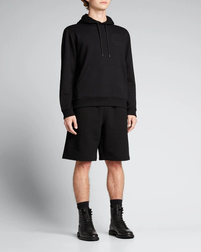 Shop Burberry Men's Rondell Terry Logo Hoodie In Black