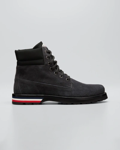 Shop Moncler Men's Vancouver Suede Ankle Boots In Charcoal