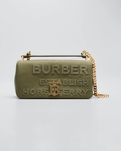 Burberry Lola Small Embroidered Horseferry Shoulder Bag In Dark Fern Green  | ModeSens