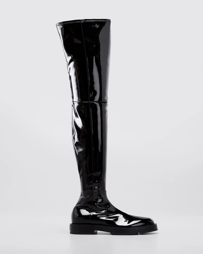 Shop Givenchy Squared Flat Over-the-knee Boots In Black