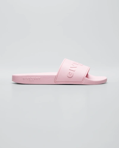 Shop Givenchy Flat Logo Latex Pool Slide Sandals In Baby Pink