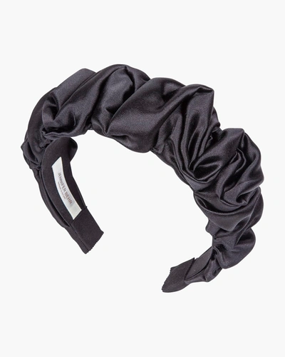 Shop Jennifer Behr Amelia Ruched Satin Silk Headband In Black