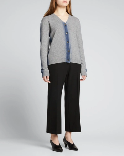 Shop Marni Spray-painted Cashmere Cardigan In Grey