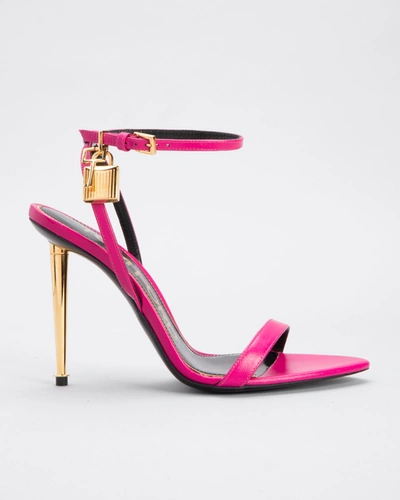 Shop Tom Ford 105mm Lock Stiletto Sandals In Berry Pink