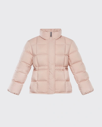 Shop Moncler Girl's Kiraz Logo Quilted Jacket In Pastel Pink