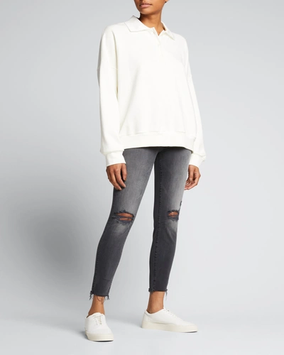 Shop Mother Looker Ankle Fray Distressed Jeans In Burning Out Lan