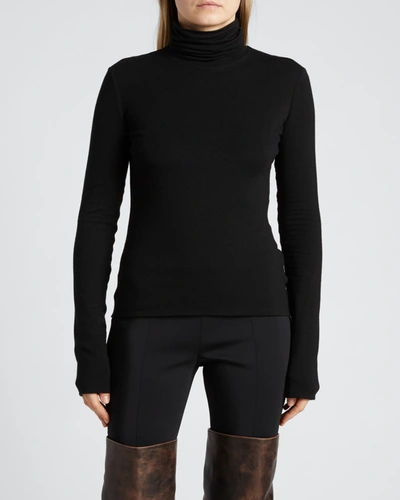 Shop The Row Dembe Jersey Turtleneck Top In Black