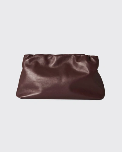 Shop The Row Bourse Large Lambskin Clutch Bag In Eppld Eggplant