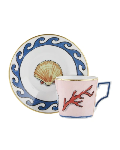 Shop Richard Ginori Neptune's Voyage Coffee Cups And Saucers, Set Of 2