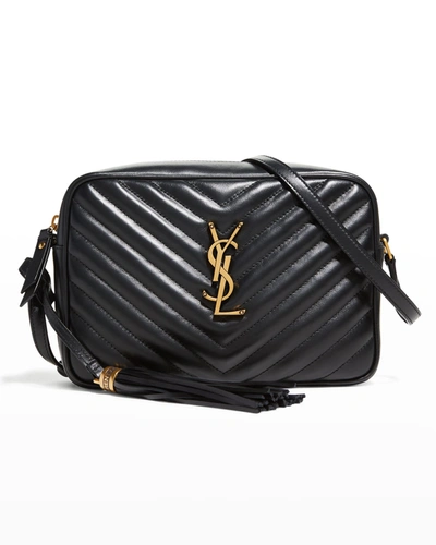 Shop Saint Laurent Lou Medium Monogram Ysl Calf Crossbody Bag In Black