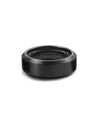Shop David Yurman Men's Streamline Beveled Band Ring In Black Titanium, 8.5mm In Black/gray