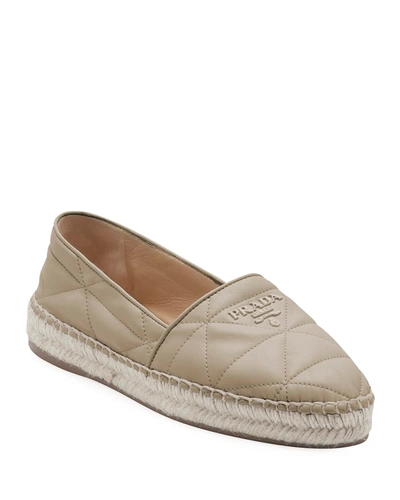 prada flat quilted leather espadrilles