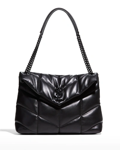 Shop Saint Laurent Lou Puffer Medium Ysl Shoulder Bag In Quilted Leather In Black